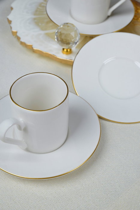 Hermia Hayal Altın Juego de tazas de café Blanco y dorado